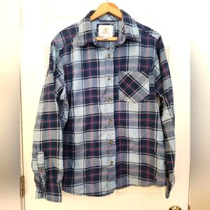 Cloudveil mountainworks Men's Blue Plaid Shirt Cotton Blend Size Large Gorpcore